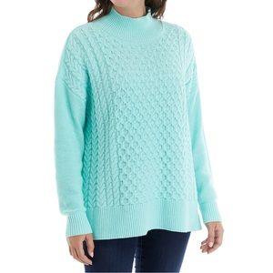 Crown & Ivy Mint Green Cable Knit Tunic Sweater Size Med
